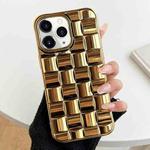 For iPhone 11 Pro Max 3D Cube Weave Texture Electroplating Phone Case(Gold)