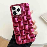 For iPhone 11 Pro Max 3D Cube Weave Texture Electroplating Phone Case(Rose Red)
