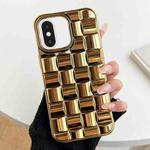 For iPhone XS / X 3D Cube Weave Texture Electroplating Phone Case(Gold)