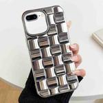 For iPhone 8 Plus / 7 Plus 3D Cube Weave Texture Electroplating Phone Case(Silver)