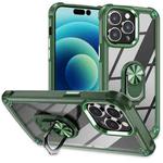 For iPhone 15 Pro Max TPU + PC Lens Protection Phone Case with Ring Holder(Green)