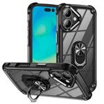 For iPhone 16 Plus TPU + PC Lens Protection Phone Case with Ring Holder(Black)