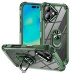 For iPhone 16 Plus TPU + PC Lens Protection Phone Case with Ring Holder(Green)