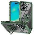 For iPhone 16 TPU + PC Lens Protection Phone Case with Ring Holder(Green)