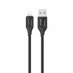 USAMS US-SJ618 2.4A USB to 8 Pin Silicone Data Cable, Length: 1m(Black)