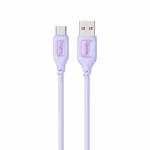 USAMS US-SJ619 3A USB to USB-C/Type-C Silicone Data Cable, Length: 1m(Purple)