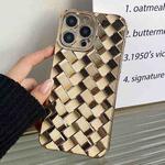 For iPhone 13 Pro Max Retro Weave Texture Electroplating Phone Case(Gold)