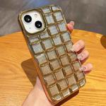 For iPhone 14 Plus 3D Grid Glitter Paper Phone Case(Gold)