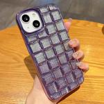 For iPhone 13 3D Grid Glitter Paper Phone Case(Purple)