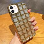 For iPhone 12 mini 3D Grid Glitter Paper Phone Case(Gold)