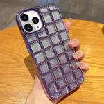 For iPhone 11 Pro Max 3D Grid Glitter Paper Phone Case(Purple)