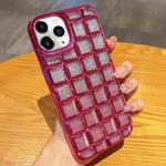 For iPhone 11 Pro 3D Grid Glitter Paper Phone Case(Rose Red)