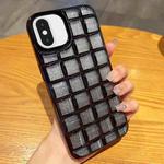 For iPhone XS / X 3D Grid Glitter Paper Phone Case(Black)