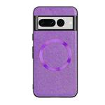 For Google Pixel 8 CD Magnetic Ring Magsafe Cross Texture Phone Case(Purple)