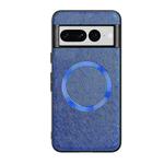 For Google Pixel 8 Pro CD Magnetic Ring Magsafe Cross Texture Phone Case(Blue)