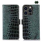 For iPhone 16 Pro Crocodile Top Layer Cowhide Leather Phone Case(Green)