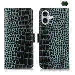 For iPhone 16 Plus Crocodile Top Layer Cowhide Leather Phone Case(Green)