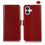 For iPhone 17 Crocodile Top Layer Cowhide Leather Phone Case(Red)