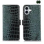 For iPhone 17 Crocodile Top Layer Cowhide Leather Phone Case(Green)