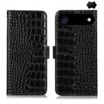 For iPhone 17 Air Crocodile Top Layer Cowhide Leather Phone Case(Black)