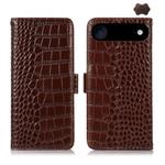 For iPhone 17 Air Crocodile Top Layer Cowhide Leather Phone Case(Brown)