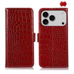 For iPhone 17 Pro Max Crocodile Top Layer Cowhide Leather Phone Case(Red)