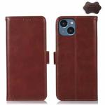 For iPhone 15 Plus Crazy Horse Top Layer Cowhide Leather Phone Case(Brown)