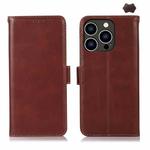 For iPhone 16 Pro Crazy Horse Top Layer Cowhide Leather Phone Case(Brown)