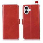 For iPhone 16 Plus Crazy Horse Top Layer Cowhide Leather Phone Case(Red)