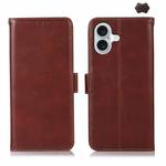 For iPhone 16 Plus Crazy Horse Top Layer Cowhide Leather Phone Case(Brown)