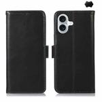 For iPhone 16 Crazy Horse Top Layer Cowhide Leather Phone Case(Black)