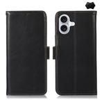 For iPhone 17 Crazy Horse Top Layer Cowhide Leather Phone Case(Black)