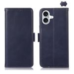 For iPhone 17 Crazy Horse Top Layer Cowhide Leather Phone Case(Blue)