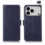 For iPhone 17 Pro Crazy Horse Top Layer Cowhide Leather Phone Case(Blue)