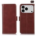 For iPhone 17 Pro Crazy Horse Top Layer Cowhide Leather Phone Case(Brown)