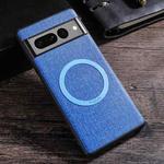 For Google Pixel 8 Magsafe Magnetic Ring Cloth Texture Phone Case(Blue)