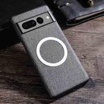 For Google Pixel 8 Magsafe Magnetic Ring Cloth Texture Phone Case(Grey)