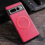 For Google Pixel 8 Magsafe Magnetic Ring Cloth Texture Phone Case(Red)