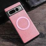 For Google Pixel 8 Pro Magsafe Magnetic Ring Cloth Texture Phone Case(Pink)