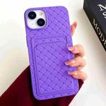 For iPhone 14 Plus Weave Texture Card Slot Skin Feel Phone Case(Dark Purple)