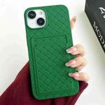 For iPhone 14 Weave Texture Card Slot Skin Feel Phone Case(Green)