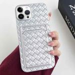 For iPhone 14 Pro Weave Texture Card Slot Skin Feel Phone Case(Silver)