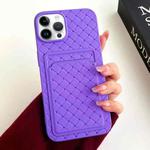 For iPhone 14 Pro Weave Texture Card Slot Skin Feel Phone Case(Dark Purple)