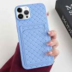 For iPhone 14 Pro Max Weave Texture Card Slot Skin Feel Phone Case(Sky Blue)