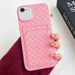For iPhone SE 2022 / SE 2020 / 8 / 7 Weave Texture Card Slot Skin Feel Phone Case(Pink)