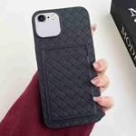 For iPhone SE 2022 / SE 2020 / 8 / 7 Weave Texture Card Slot Skin Feel Phone Case(Black)