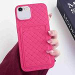 For iPhone SE 2022 / SE 2020 / 8 / 7 Weave Texture Card Slot Skin Feel Phone Case(Rose Red)