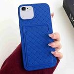 For iPhone SE 2022 / SE 2020 / 8 / 7 Weave Texture Card Slot Skin Feel Phone Case(Dark Blue)