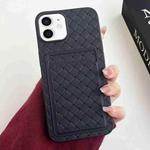For iPhone 12 / 12 Pro Weave Texture Card Slot Skin Feel Phone Case(Black)
