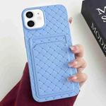 For iPhone 12 / 12 Pro Weave Texture Card Slot Skin Feel Phone Case(Sky Blue)